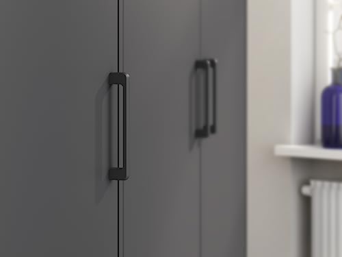 Rauch Möbel Voyager, Kleiderschrank für Schlafzimmer, Kinderzimmer, Babyzimmer, Jugendzimmer, Flur, 4-türig, 4 Schubladen, mit Zubehör Basic, Farbe Grau metallic, Schwarz, Breite 187cm