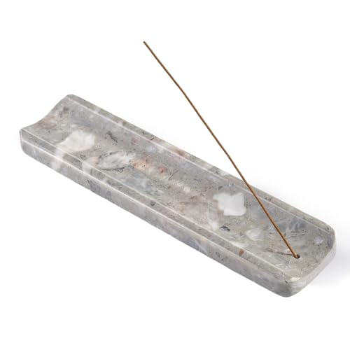 Koville Marble Incense Holder, Incense Holder for Sticks, Incense Sticks Holder Ash Catcher for Meditation Yoga SPA, Natural Stone Incense Burner, Home Table Decor (Grey)