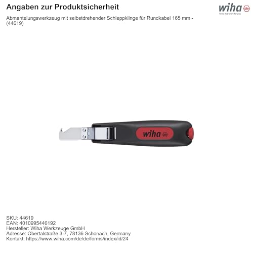 Wiha Herramienta pelacable con cuchilla de Arrastre autogirable para Cables redondos 165 mm (44619), Black - Image 4