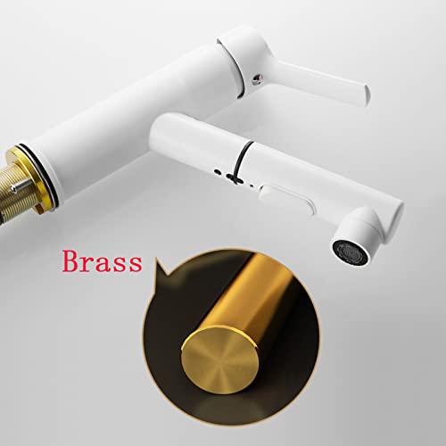 Grifo de lavabo extraíble en latón macizo blanco con mezclador monomando premium 3