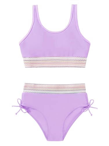 Image of Teen Girls Swimsuit Two-Piece Bikini Set Adjustable Shoulder Straps Bathing Suit Kid Athletic Swimwear with Chest Pad