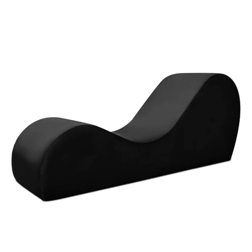 Image of Leatherate Tantric Chaise Loung Chair, Yoga Chaise Lounge,Chaise Sofa Modern Lounge,Relaxing Chaise Lounge Chair, loveseats and chaises with Cushion (Black)