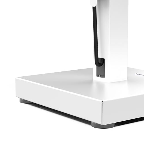Image of Classroom Basics 123-L-LUXPWR2 LuxPower Charging Tower - 8 AC Outlets & 8 USB Ports (4 USB-A, 4 USB-C 45W), Portable Steel Frame Power Hub with Padded Top & Cord Wrap, White, 26.5 inch