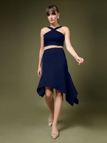 Image of OOMPH! Women Stretchable Relaxed Fit Crop Top With Stylised Shoulder Straps