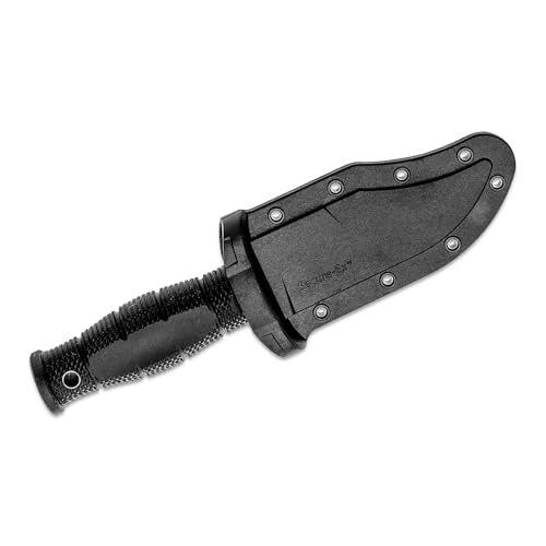 Image of Cold Steel Mini Leatherneck Clip Point Compact Lightweight 3.5 inch 8CR13MOV Steel Fixed Blade Outdoor Hunting Utility Knife, 3.25 inch Textured Ergonomic Kray-Ex Handle, Secure-Ex Sheath