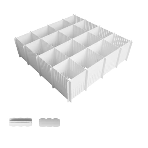 10 Pièces Séparateurs de Tiroirs Réglables, Grille Diviseur de Tiroir, 38 x 11 cm Organisateur Tiroir DIY avec 30 Accessoires de Fixation Blanc pour...
