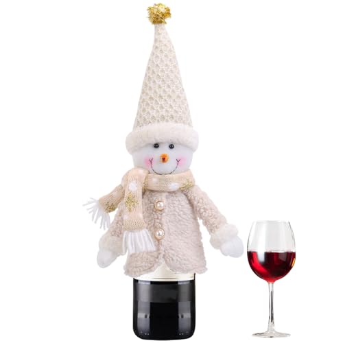 Housse de bouteille de vin de Noël motif neige sac réutilisable table fête