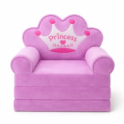 Little Queen Chair for Kids – Plush Princess Sofa Chair with...