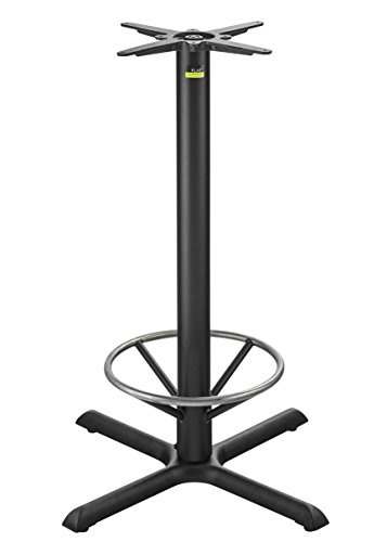 FLATAUTO-Adjust KX30 Self-Stabilizing Cast Iron Bar Height Table Base with Foot Ring Ring | X-Shaped | Accommodates Square Table Tops Up to 36", Round Table Tops Up to 36"