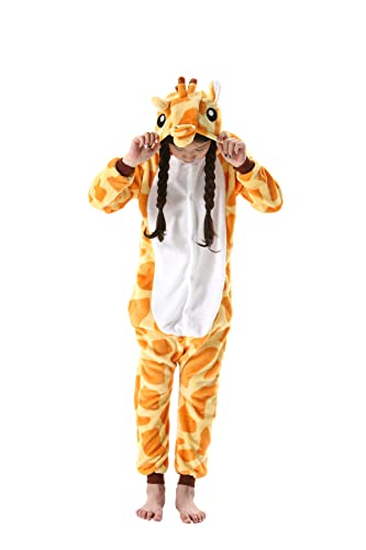 SimZoo Kids Animal Pajamas Boy Girls Giraffe Cosplay Costume Sleepwear One-Piece Unisex Homewear 12-13Y