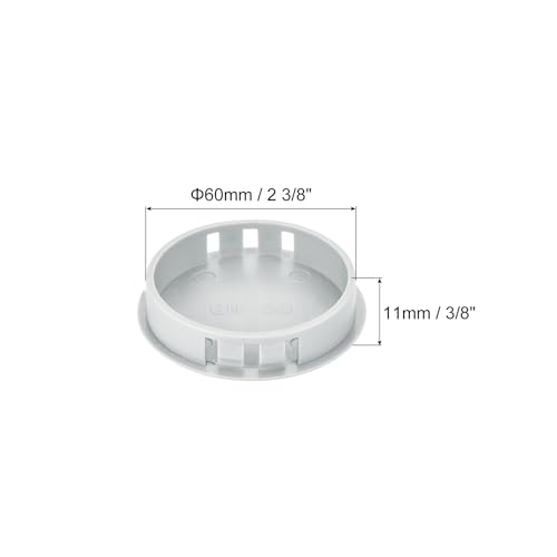 Image of MECCANIXITY 64PCS 60mm(2 3 /8 inch) Light Gray Plastic Hole Plugs, Flush Type Panel Hole Plugs Insert End Caps for Locking Hole Tubes Furniture Cabinet