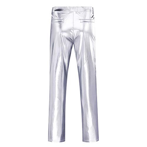 Boyland Mens Casual Night Club Metallic Moto Jeans Style Flat Front Suit Pants Straight Leg Trousers Disco3