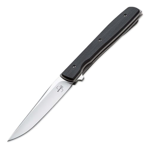BOKER PLUS® Urban Trapper G10 – Slim Flipper One-Hand Pocket Knife with Ball-Bearing VG-10 Blade – Elegant EDC Folder with Black G10 Handle – Premium Framelock Folding Knife – Nylon Sheath & Gift Box