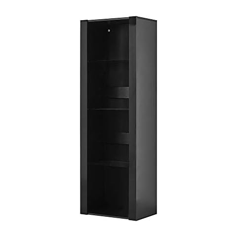 Panana Modern Tall Display Cabinet with LED Lights Cover