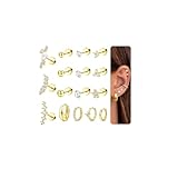 JeweBella 16 Piezas Pendientes Acero Inoxidable Mujer Hipoalergenicos Piercing Oreja Acero Quirurgico Pequeños Pendientes Dorados/Plata Mujer Cartílago Piercing Tragus Helix