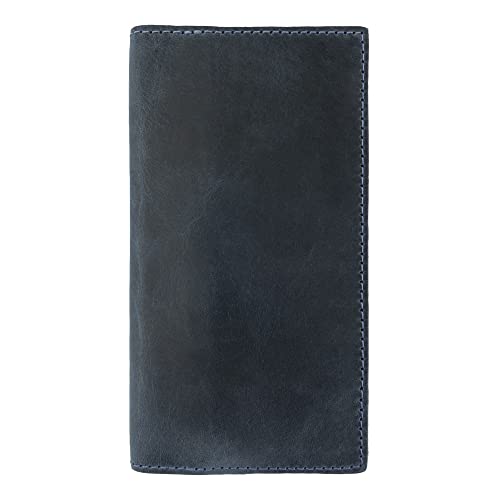 Image of Hide & Drink, Checkbook Cover, Minimalist Organizer for Personal or Business Finances, Bill Holder, Full Grain Leather, Handmade, Slate Blue