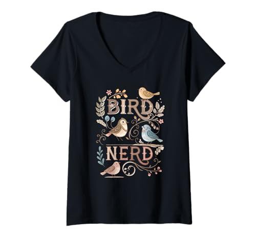 Mujer Bird Nerd Birdwatcher Estilo Vintage Observación de aves Amante de las aves Camiseta Cuello V