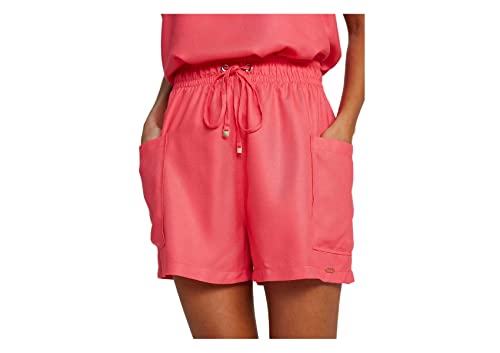 Shorts Básico Feminino Em Sarja Cintura Alta Com Bolsos