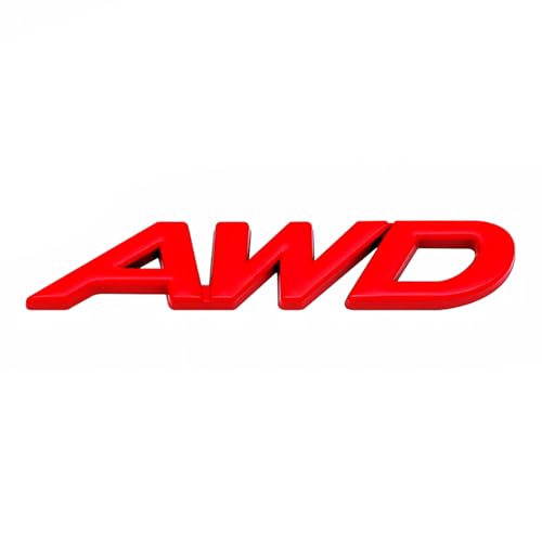 Image of 1x Metal AWD Letter Logo Emblem Badge Fits for Auto Car Trunk Large All Wheel Drive Decals (Red)