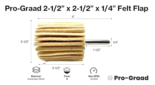 Pro-Graad Felt Flap Wheel with 1/4" Shank Mounted