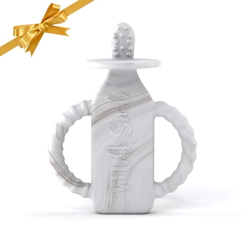 Image of Milk Snob Calm 'n Cuddle Baby Teething - Car Seat Teether - Food-Grade Silicone Baby Teether -Teething Relief for 3+ Months - Easy to Clean Baby Teether (Cookies & Cream)