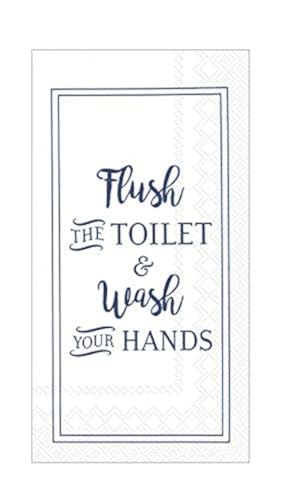 Boston International Funny Bathroom Decor Paper Hand Towels for Bathroom, Paper Guest Towels Disposable, Funny Bathroom Art Flush & Wash Pak 32