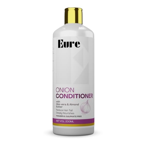 Image of Eure Onion Conditioner with Aloe-Vera & Almond Butter - Reduce Hair Fall, Optimal Hydration & Nourishment, Deep Cleansing, Scalp Health, Improved Texture, Reduce Dandruff, Natural and Herbal - 200ml
