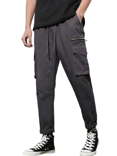 Image of GRECIILOOKS Men's Cargo Pants | 6 Pocket Cotton Cargo Joggers for Men | Loose Fit Stylish Pant with Pockets | Casual Baggy Trousers & Streetwear Lower