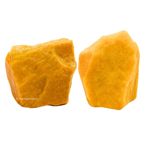 Image of Amazing Gemstone 2 Pieces Yellow Jasper Raw Crystals and Healing Stones, Natural Rocks for Tumbling and DIY Raw Stones and Crystals