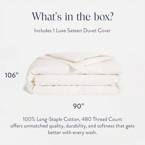 Brooklinen Luxury Sateen Duvet Cover - King/Cali King Size, Cream, 100% Cotton, 480 Thread Count, Button Closure