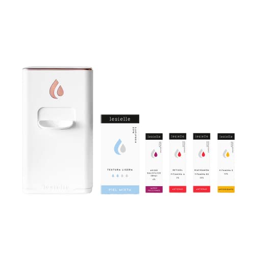Lesielle Crema hidratante facial -Pack Control Acne- Cosmética Personalizada y Adaptativa con Salicilico, Retinol 2%, Vitamina B3 y Viamina E. PIEL MIXTA mujer/hombre. Incluye Dispositivo