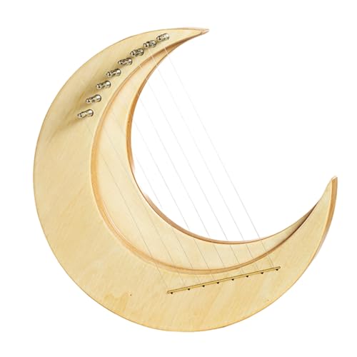 Banefu 15弦リラ、10弦ハープ、持ち運び可能、初心者向けポータブル簡単学習チンリラハープ (クレセントムーン 8トーン オリジナルウッド ラージ)