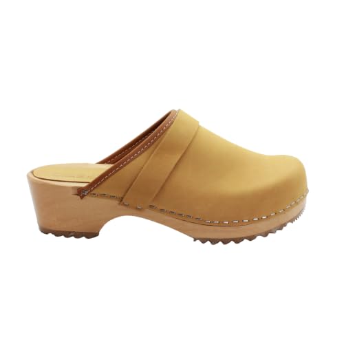 Image of Bjork Maja Wood Open Back Leather Clogs