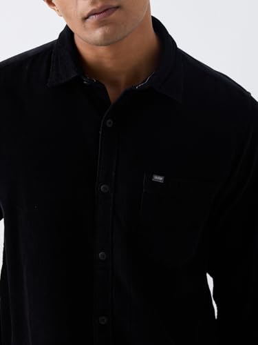 Image of Spykar Men's Slim Fit Raised Collar Full Sleeve Solid Casual Shirts