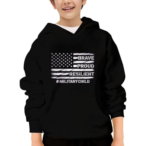 Month of Military Purple Up for Military Kids Hoodies for Teen Girls Boys Kangaroo Pocket Sweatshirt