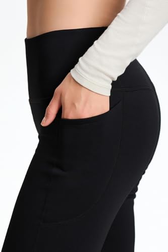 Yogipace Women's CozyWarmth Petite/Regular/Tall Thick Fleece Lined Bootcut Pants Thermal Flare Leggings with Side Pockets4