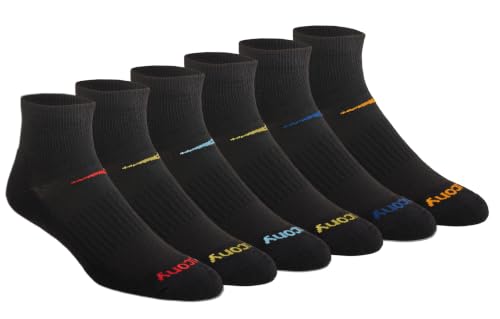 Image of Saucony Men's Rundry Mesh Ventilating Comfort Fit Performance Quarter Socks (6, 12 Pairs)