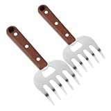 Warmhm 2 Stück Küchenfleischgabel bbq zubehör grillgabel Grillwerkzeug Fleischgabel für Grillen Fleischgabel für große Fleischstücke Aktenvernichterküche Kochgabel aus Stahl hölzern