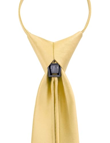 Image of YourTies Zipper Tie for Men Adjustable Pre-tied Satin Neckties and Pocket Square Set Solid Color Business Formal Wedding