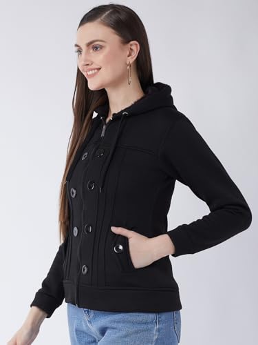 Image of Pivl Casual Solid Full Sleeves Stylish Women Fleece Jacket with Zipper Hoodie II Hooded Neck II Winter Wear