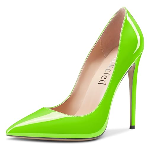 Saekcted Women High Stiletto Heel Close Pointed Toe Pumps Slip-on Wedding Office Dress 4.7 Inches Heels Shoes