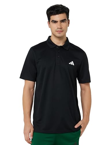 Image of adidas Men Polyester Geometric Regular Fit Polo Shirt