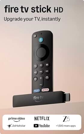 Amazon Fire TV Stick HD (newest model), our fastest HD stick yet, 1,500+ apps, smart voice search with Alexa+, directly powered by your TV