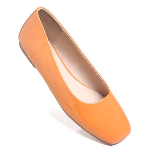 Image of ChaiRong Zhou Women Square Toe Ballets Flats Comfort Slip On Walking Shoes for Driving