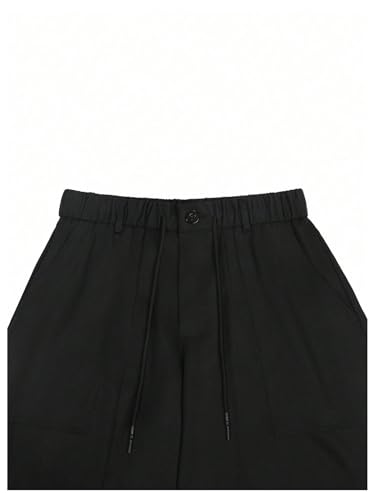 GORGLITTER Men's Summer Cargo Shorts Elastic High Waist Wide Leg Athletic Gym Basketball Drawstring Workout Shorts4