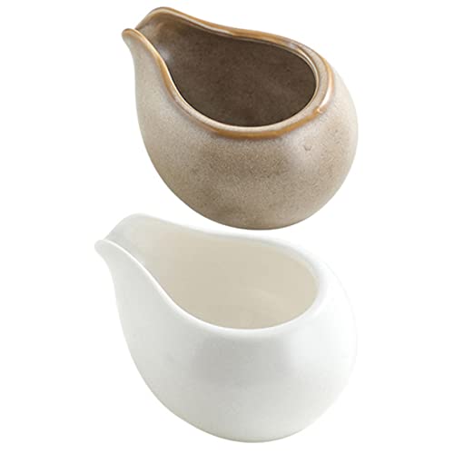 GRIRIW 2pcs Ceramic Milk Cup Coffee Cup Milk Sauce Kettle Milk Container Small Creamer Small Sauce Pitcher Sauce Jug Powdered Creamer for Coffee Milk Frothing Pitcher Creamer Jug Ceramics