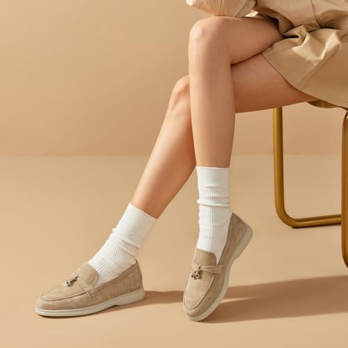 Image of BEAU TODAY Suede Loafers Flats for Women, Women's Slip On Penny Loafers, Leather Driving Comfortable Dress Ladies Loafers Casual Office Work Shoes