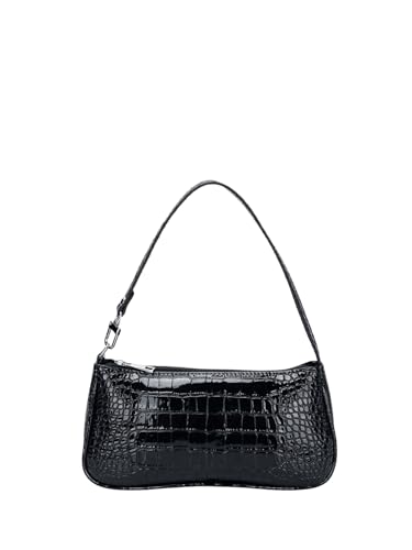 SHENHE Women's Small Shoulder Bag Y2k Crocodile Embossed PU Leather Clutch Purse Handbag