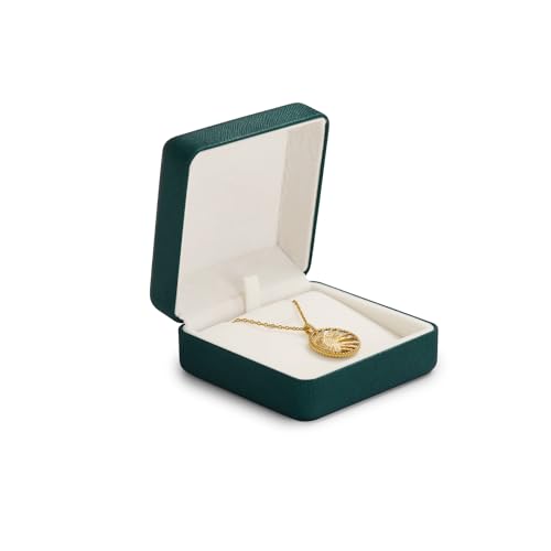 Emeralds Necklace Gift Box Leather Necklace Boxes for Jewelry Gift Velvet Interior for Anniversary Christmas Wedding Birthday Gifts