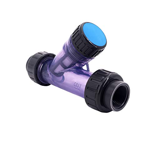 SHYOKO 1-1/2'' Y-Strainer, Clear PVC Sediment Y-Strainer, True Union Y-Strainer, 20 Mesh, NPT Female [Available 3/4'',1'',1.25'',2'']